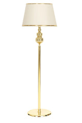 Munch Gold Plated Metal Flat Single Leg Floor Lamp - Cream with Gold Stripe - Swordslife