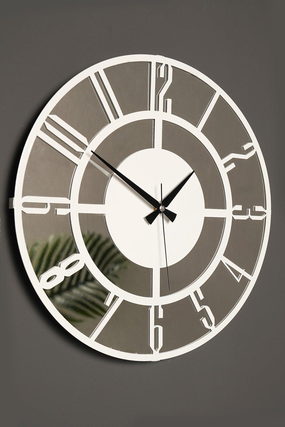 Muyika Bunnela White Mirrored Metal Wall Clock 41x41cm Silent Mechanism Amd-41 - Swordslife