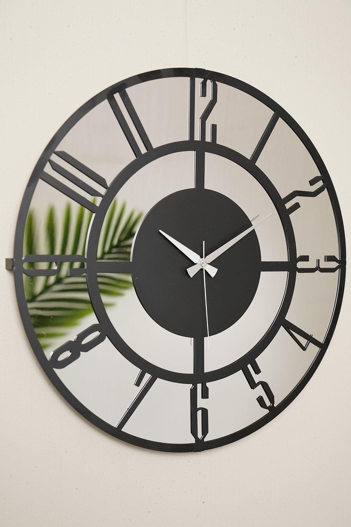 Muyika Bunnela Mirrored Metal Black Wall Clock 41x41cm Silent Mechanism Amd-41 - Swordslife