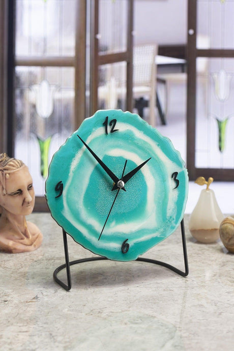 Muyika Diverso Turquoise Decorative Table Clock18x23cm Silent Mechanism Mms-epo - Swordslife