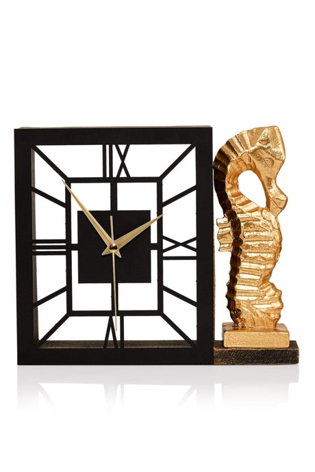 Muyika Kar Gold Silent Mechanism Polyester Trinket Metal Table Clock 25 X 21 Cm Sea Horse Mms-pob - Swordslife