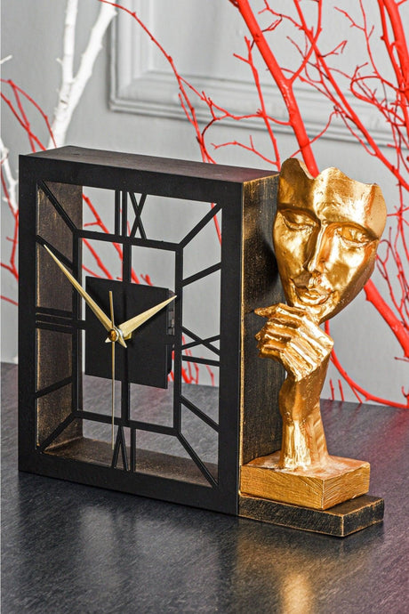 Muyika Kar Gold Silent Mechanism Polyester Trinket Metal Table Clock 25 X 21 Cm Lecture Mms-pob - Swordslife