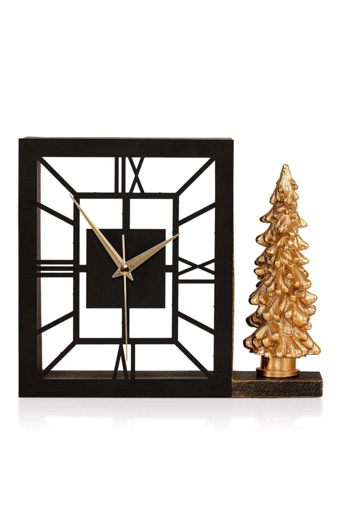 Muyika Kar Gold Silent Mechanism Polyester Trinket Metal Table Clock 25 X 21 Cm Pine Wood Mms-pob - Swordslife