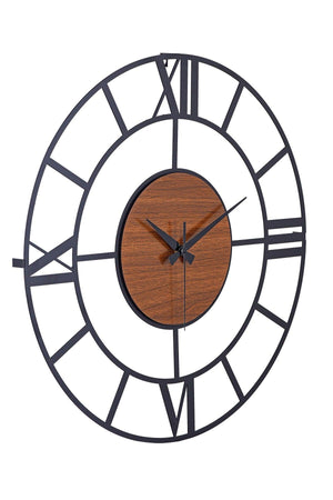 Muyika Roma Legno Metal Black Silent Mechanism Wall Clock 50x50cm Mds-50 - Swordslife