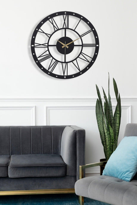 Muyika Romano Metal Black Silent Mechanism Wall Clock 41x41 Cm Mds-41 - Swordslife