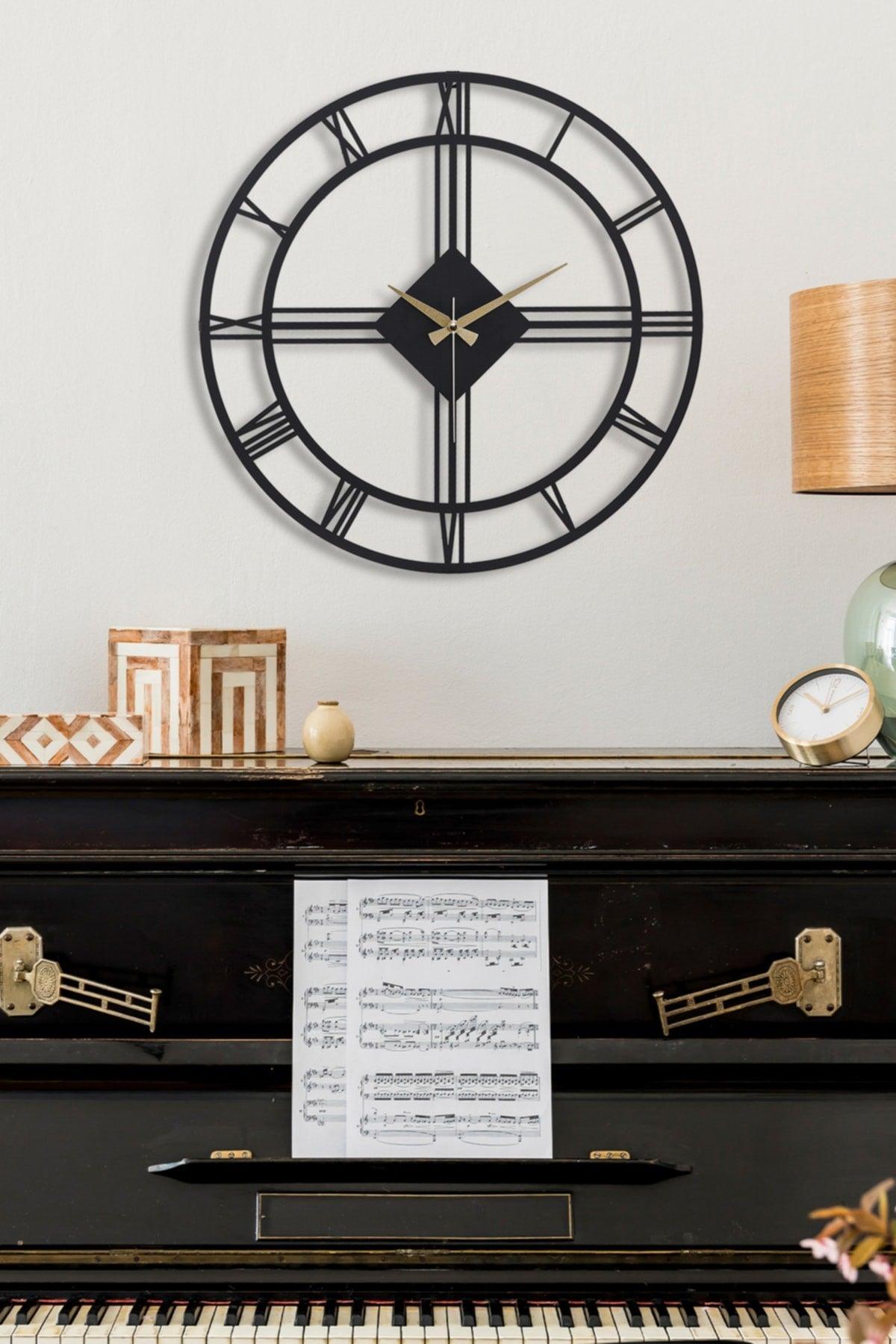 Muyika Roma Elegante Metal Black Silent Mechanism Wall Clock 41x41cm Mds-41 - Swordslife