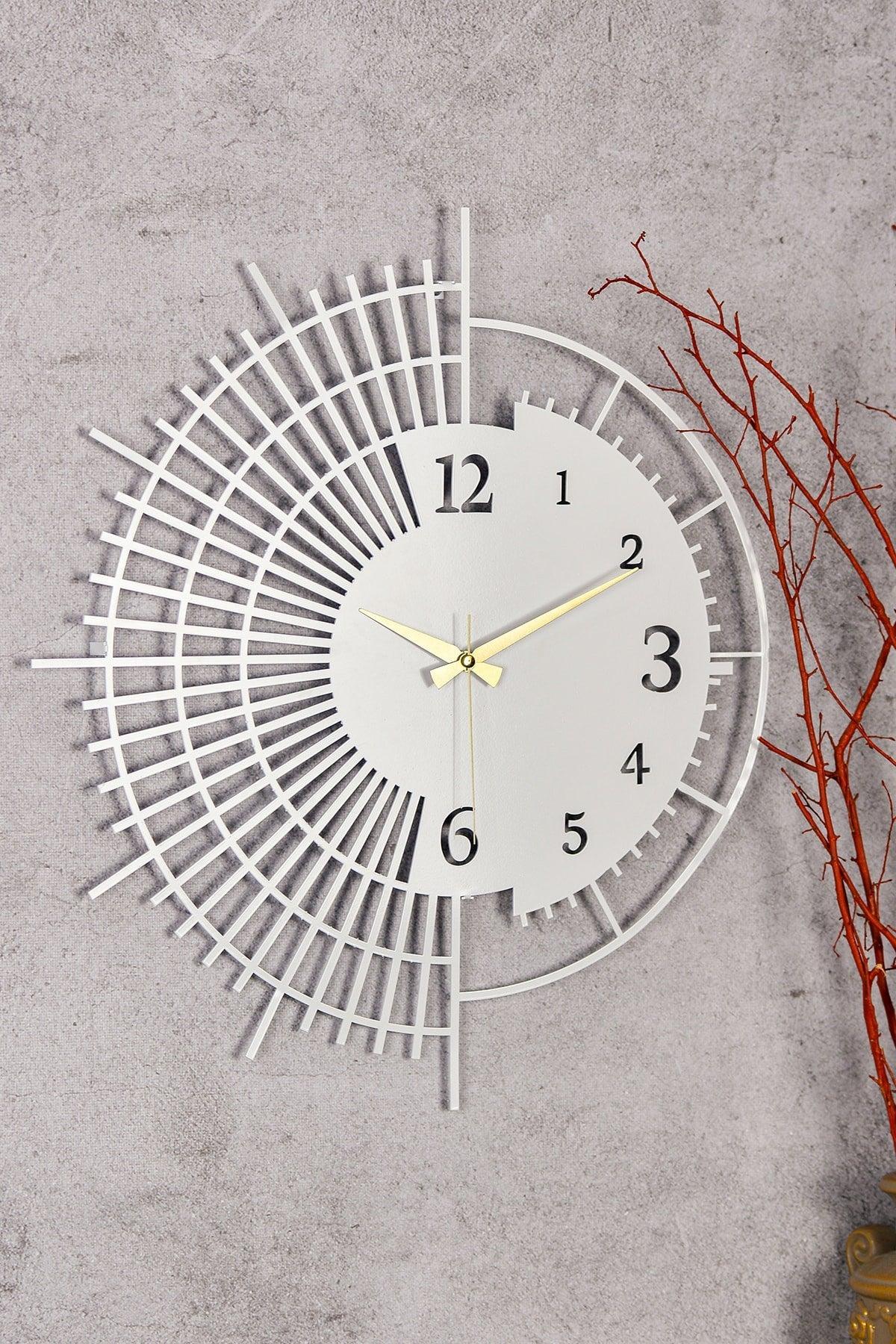 Muyika Stri Metal White Wall Clock 50x50cm Silent Mechanism Mds-50 - Swordslife