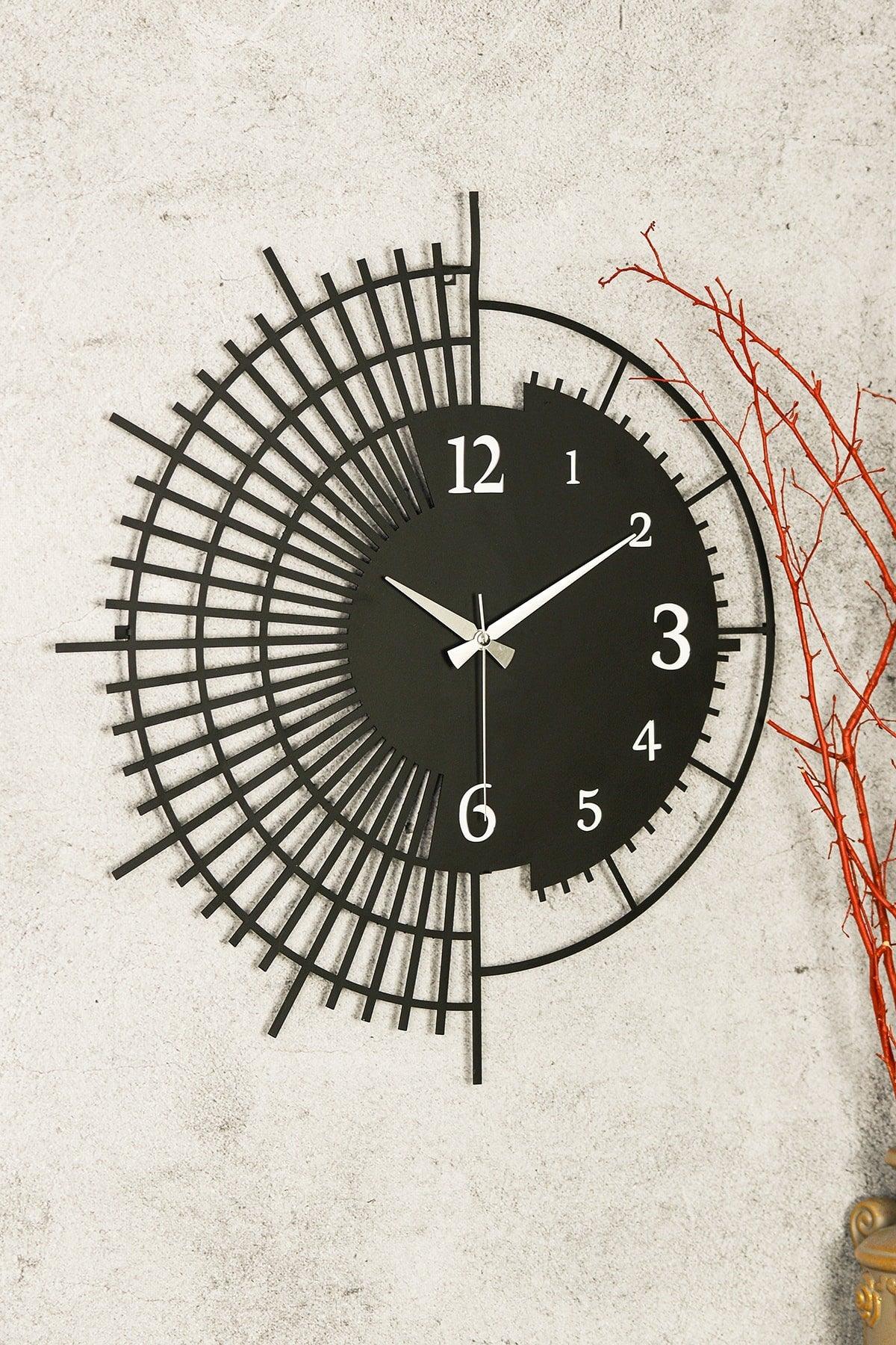 Muyika Stri Metal Black Wall Clock 50x50cm Silent Mechanism Mds-50 - Swordslife