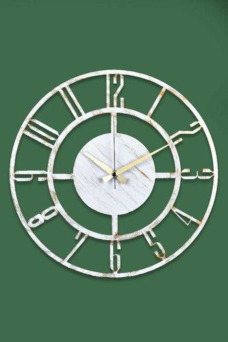 Muyika Dilek Metal White Tumbled Wall Clock 41x41cm Mds-41 - Swordslife