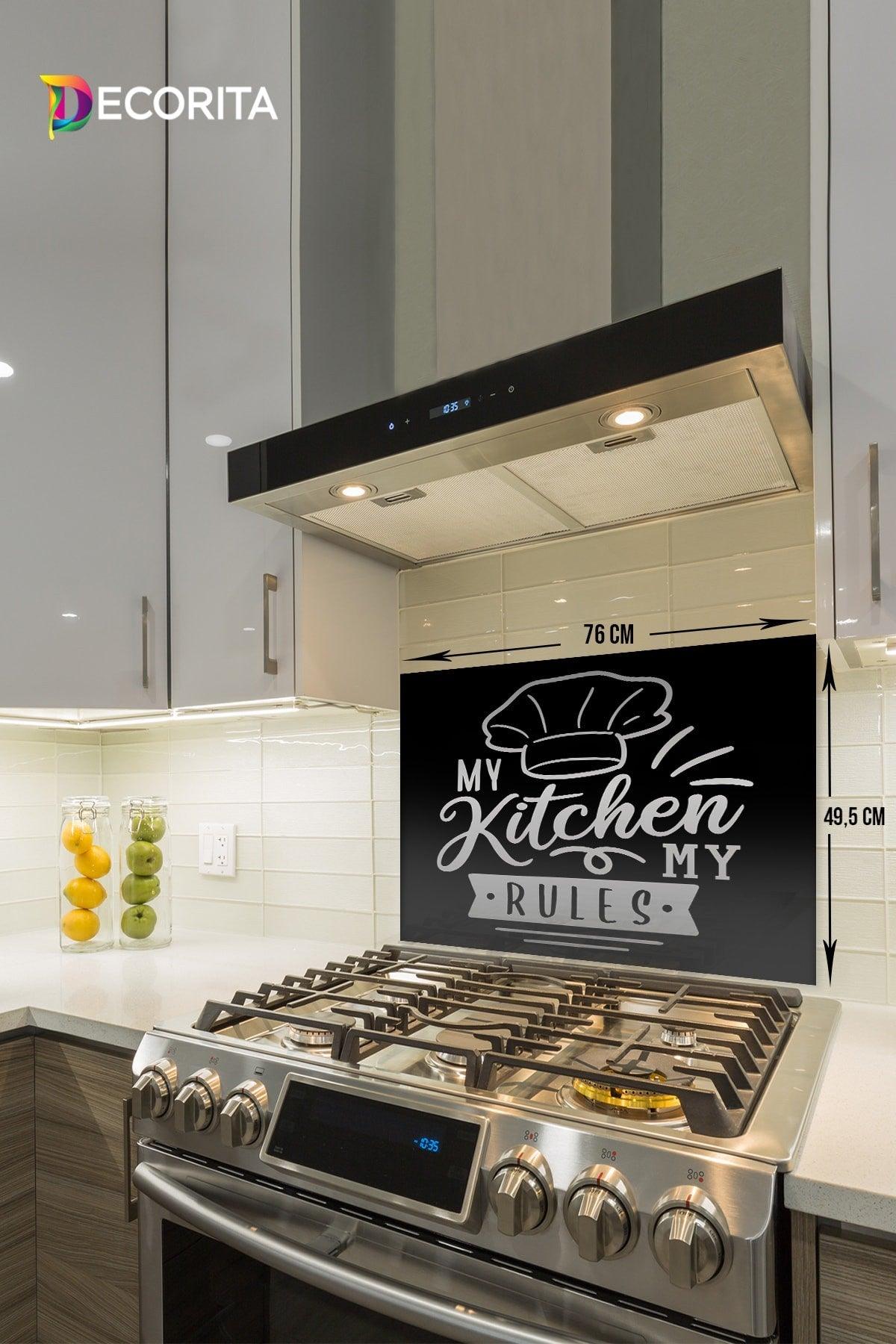 My Kitchen My Rules Glass Back Cover 49.5cm x 76cm - Swordslife