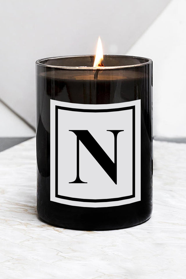 Letter N Large Size Black Glass Candle - Swordslife