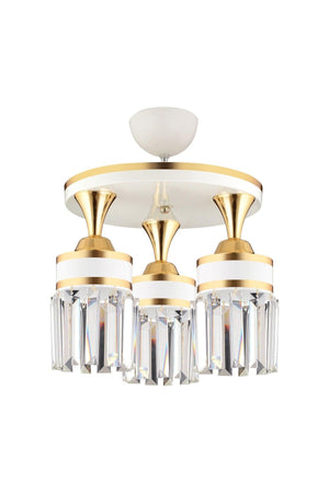 Nairobi 3-Set White Plafonyer Crystal Stone Yellow Striped Cylinder Downward Facing Luxury Chandelier - Swordslife