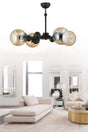 Nairobi 4 Pack Black Case Yellow Globe Glass Chandelier