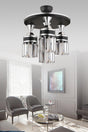 Nairobi 4-Piece Black Plafonyer Crystal Stone Chrome Striped Cylinder Downward Facing Luxury Chandelier - Swordslife