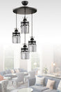 Nairobi 4-Piece Black Pendant Lamp Crystal Stone Chrome Strip Cylinder Downward Facing Luxury Chandelier - Swordslife