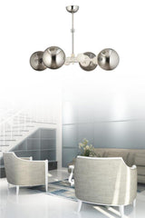 Nairobi 4-Set White-Silver Case Smoked Globe Glass Chandelier - Swordslife