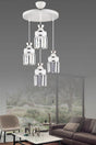 Nairobi 4 Pcs White Pendant Crystal Stone Chrome Strip Cylinder Downward Facing Luxury Chandelier - Swordslife