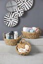 Natural Handled Round Wicker Basket Lux Organizer 3 Sizes Bathroom And Home Decor - Swordslife