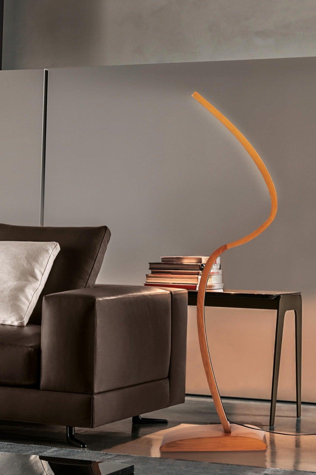 Natural Wood Led Floor Lamp Belladelux Model - Swordslife