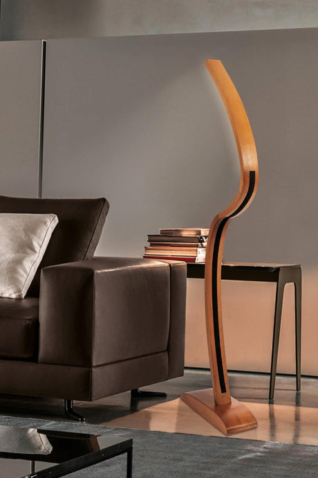 Natural Wood Led Floor Lamp Belladelux Model - Swordslife