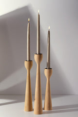 Natural Wooden Salute Set of 3 Candlesticks - Swordslife