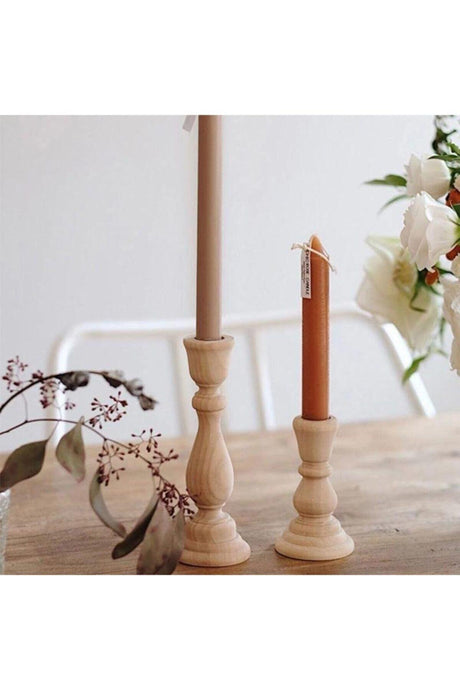 Natural Wooden Candlestick 2 Pack