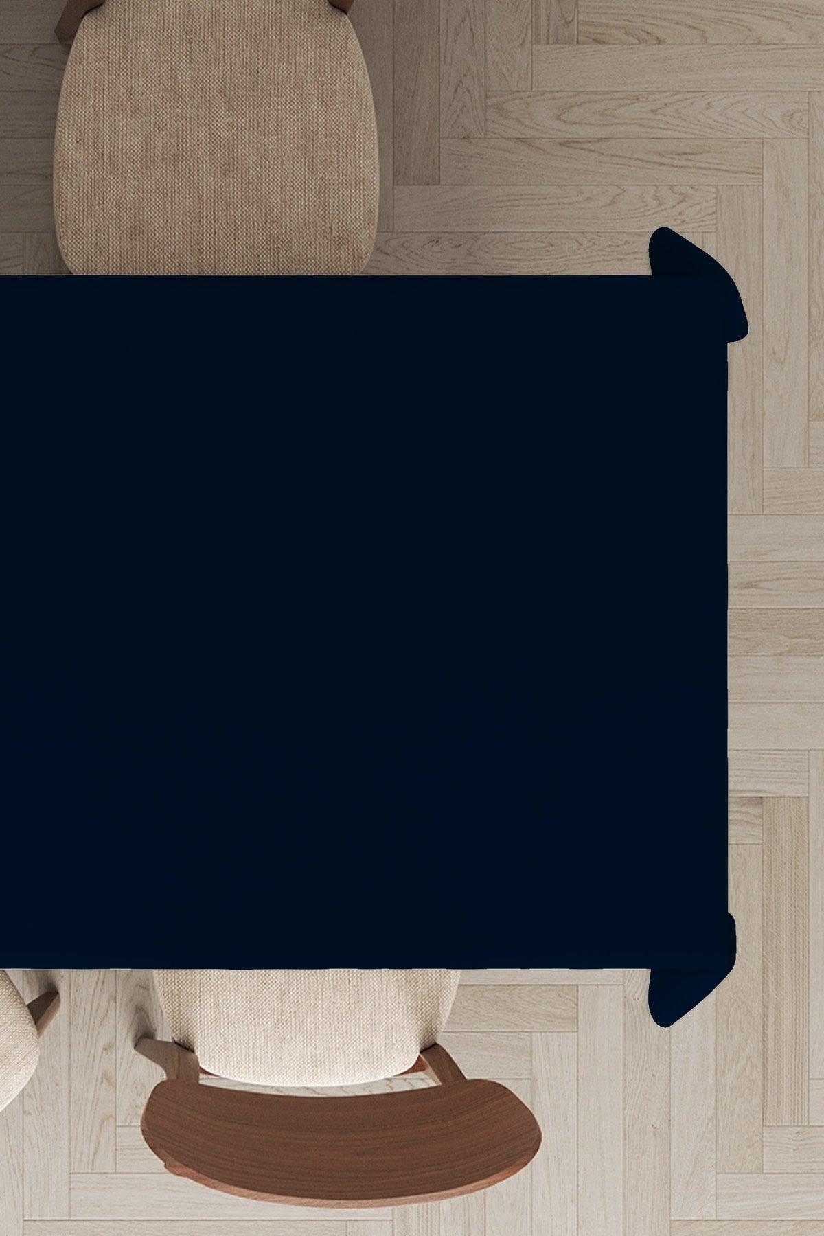 Navy Blue Plain Table Linen Thai Feather Velvet