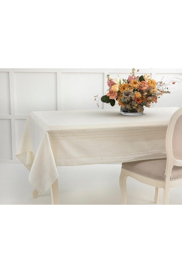 Navy Polyester Openwork Table Cloth 150x200 Cm Cream - Swordslife