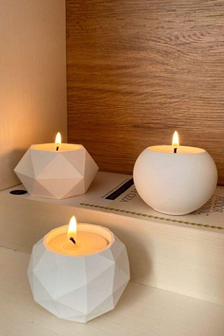 Nesli Triple Tealight Beton Kerzenhalter Set - Swordslife