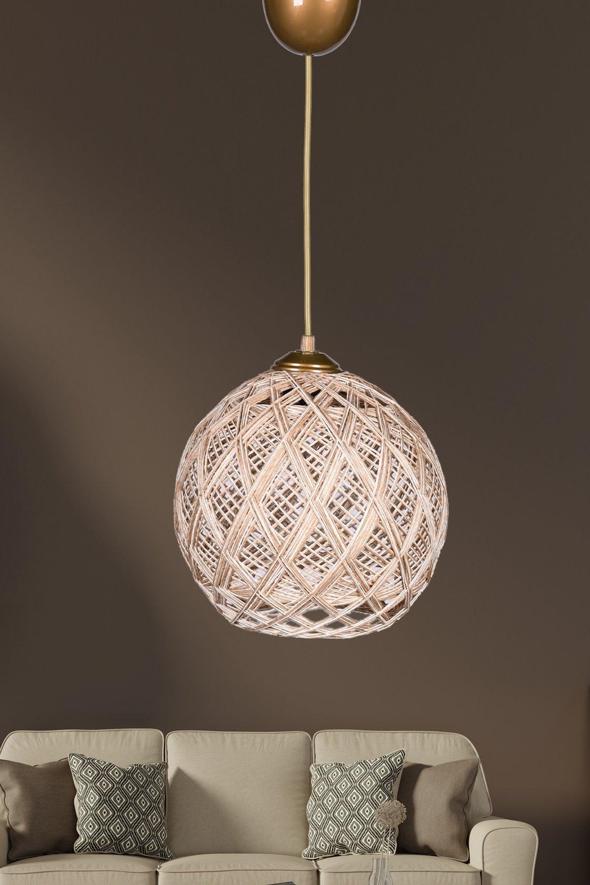 New Balle Double Wrap Jute Ecru Ball Chandelier Hsra-44 - Swordslife