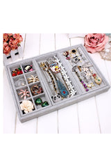 New Imported Suede Gray Ring Necklace Earring Jewelry Tray - Swordslife