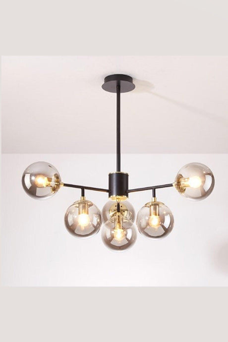 Nida 6 Black Tumbled Plafonyer Smoked Glass Chandelier - Swordslife