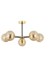 Nide 5Li Black Gold Ball verglast moderne Zimmer Schlafzimmer Retro Hall Chandeler - Swordslife