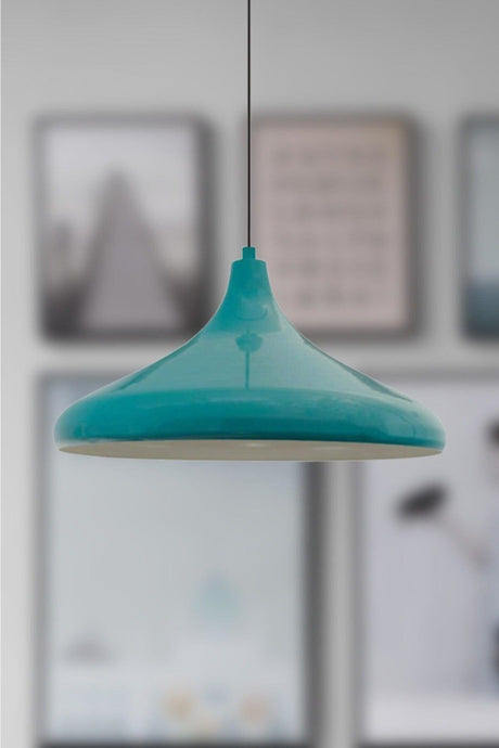 Nil Modern Metal Spinning Turquoise Color Pendant Lamp Cafe - Kitchen Single Chandelier - Swordslife