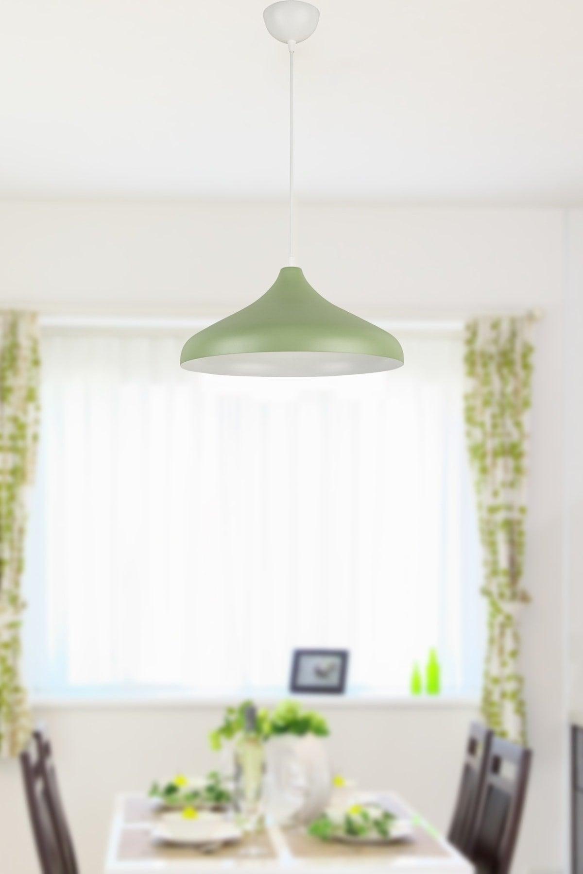 Nil Special Design Modern Sports Decorative Cafe-kitchen Green Inside White Pendant Lamp Single Chandelier - Swordslife