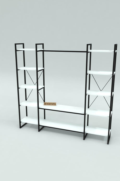 Nilamu Wardrobe, Metal Hardware, White, Open Wardrobe, Organizer, Hanger - Swordslife