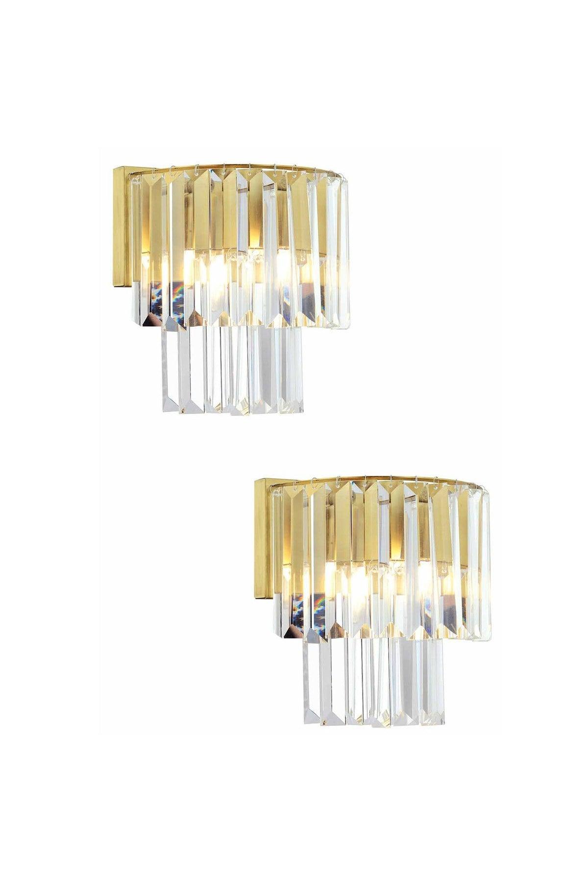 Nilüfer Tumbled Sconce Set of 2 Crystal Stone Bedroom-Bed Head Wall Lamp - Swordslife