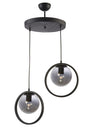 Nina Modern Metal Black Color Ring Indoor Smoked Glass 2 Lid Chandelier - Swordslife