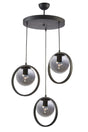 Nina Modern Metal Black Color Ring Indoor Smoked Glass 3 Piece Chandelier - Swordslife