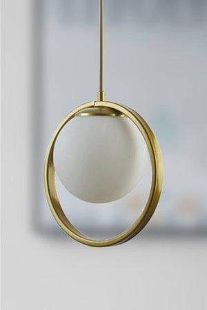 Nina Modern Metal Gold Color Ring Indoor White Glass Single Chandelier - Swordslife