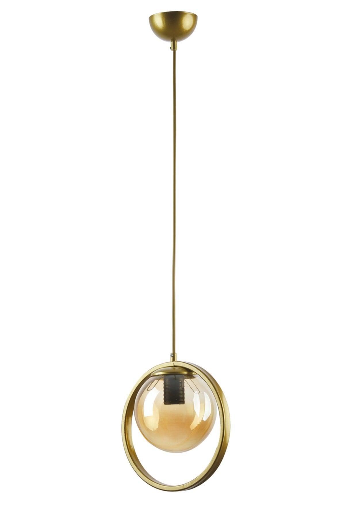 Nina Modern Metal Gold Farbe Ringed Indoor Ball Glas Sarkıt Salon - Küche - Schlafzimmer Single Kronleuchter - Swordslife