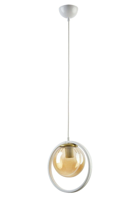 Nina Modern Metal White Color Ring Indoor Honey Glass Single Chandelier - Swordslife