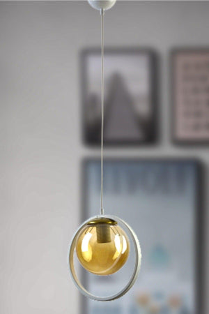Nina Modern Metal White Color Ring Indoor Honey Glass Single Chandelier - Swordslife