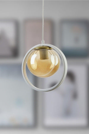 Nina Modern Metal White Color Ring Indoor Honey Glass Single Chandelier - Swordslife
