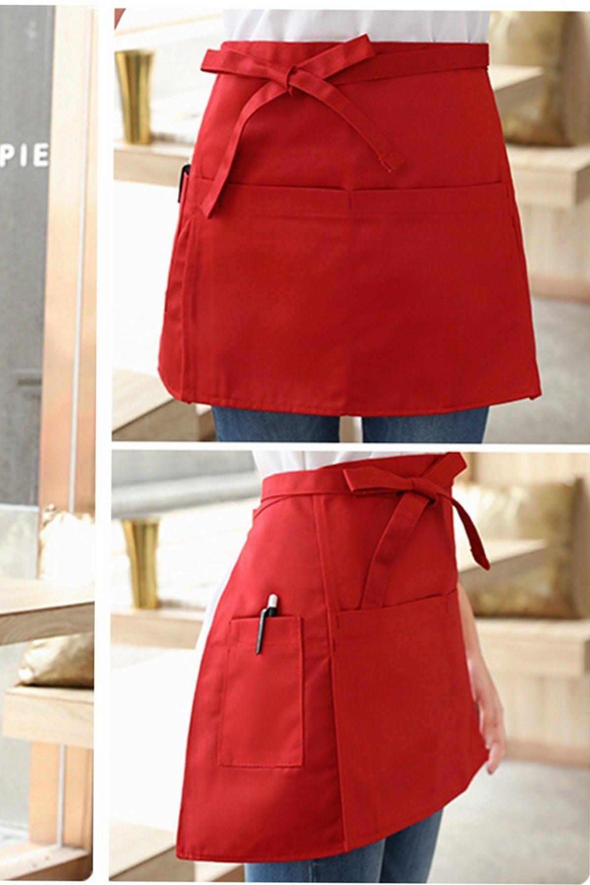 Nippy Waiter Cook And Kitchen Chef Half Waist Apron Stain Resistant 3 Pockets Service Apron - Swordslife