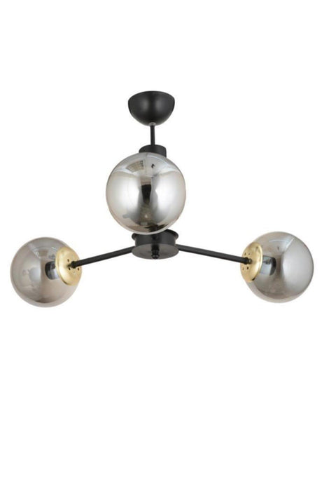 Nisa Triple Black Yellow Globe Glass Chandelier - Swordslife