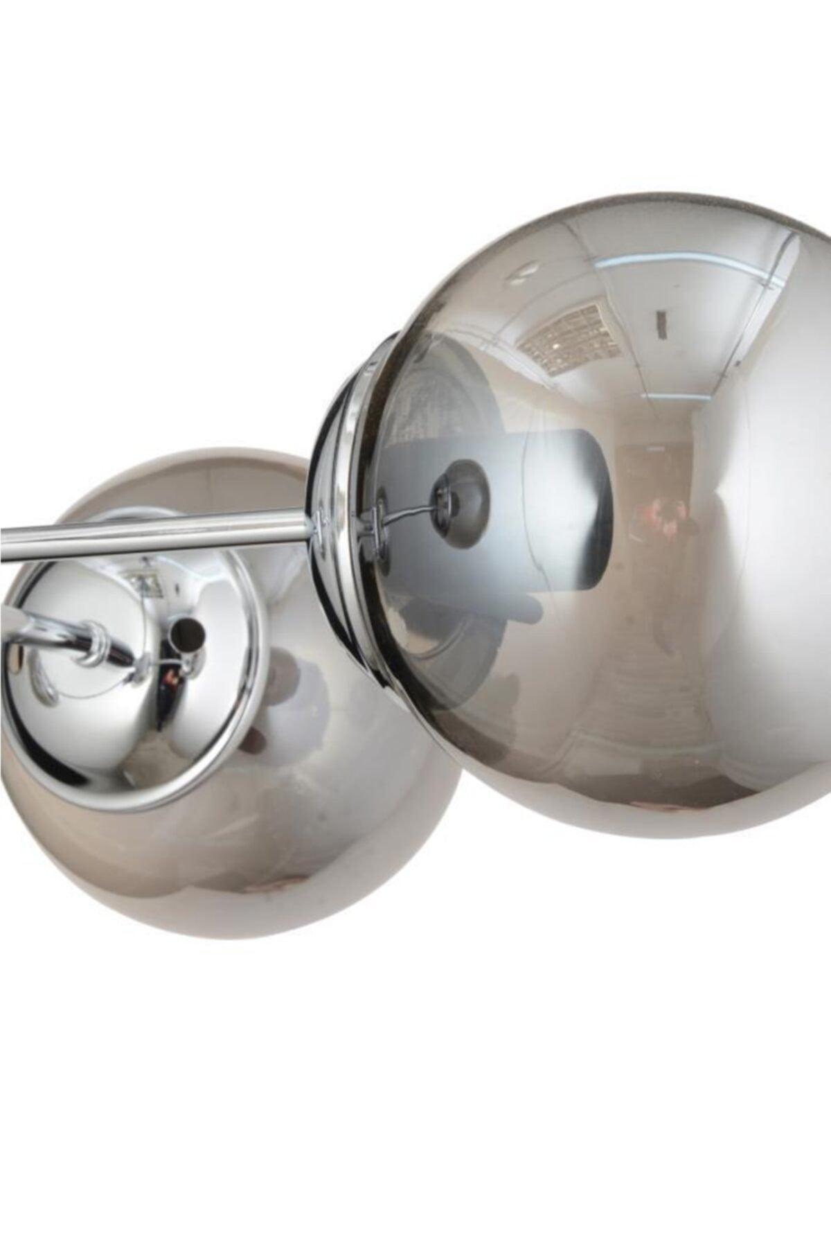 Nisa 3-Set Chrome Smoked Globe Glass Chandelier - Swordslife