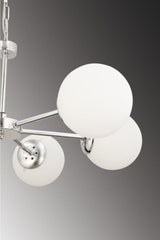 Nisa 5 Silver White Globe Glass Chandelier - Swordslife