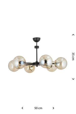 Nisa 6 Black Globe Glass Chandelier - Swordslife