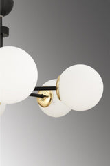 Nisa 6 Black-gold White Globe Glass Chandelier - Swordslife